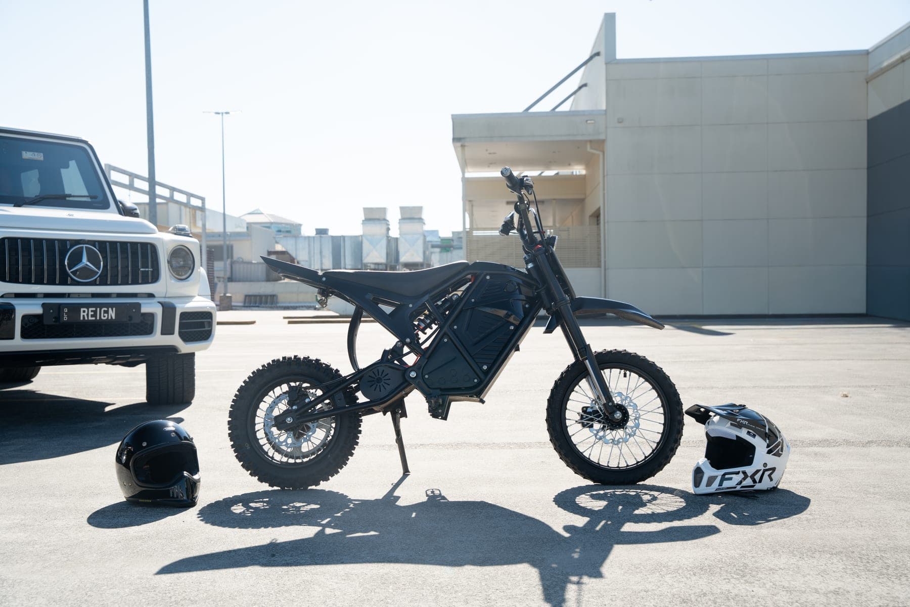 Revex MX-E electric dirt bike, side profile
